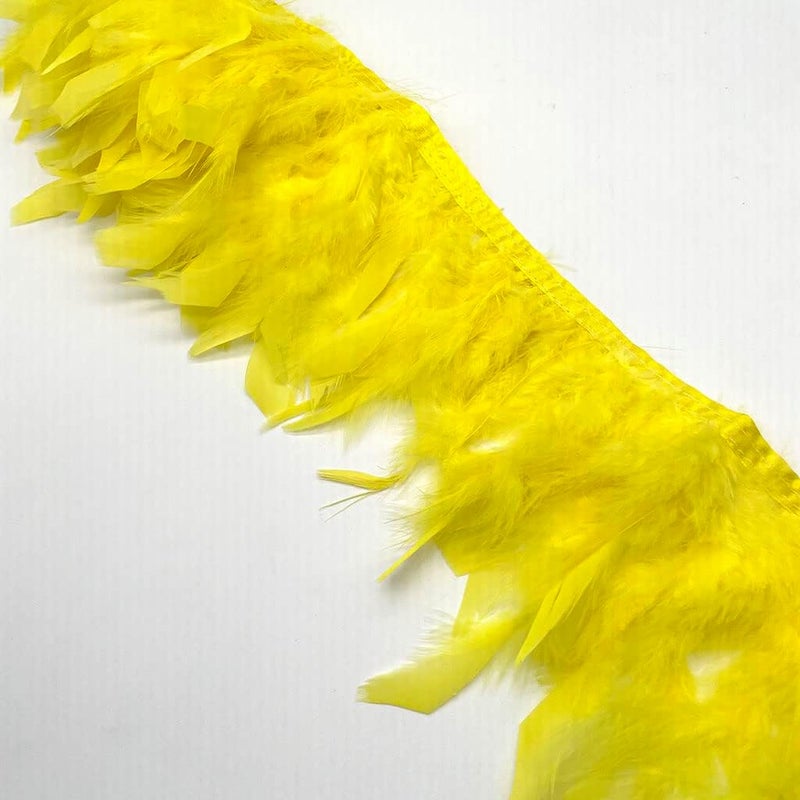 Shekyeon Turkey Feathers Fringe Trim for Party Clothing DIY Sewing Crafts Decoration Pack of 2 Yards (Yellow) - Image 3